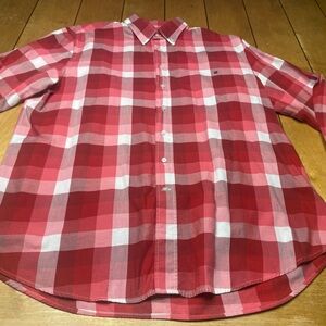 Carolina Herrera Red Plaid Shirt Button Down 17 Neck XL